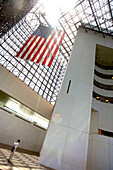 John F Kennedy Library with flag, Stars and Stripes, Boston, Massachusetts, USA