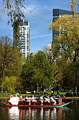 People on a boat in The Public Gardens, Boston, Massachusetts, USA