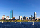 Stadtansicht von Boston, Back Bay und Charles River, Boston, Massachusetts, USA