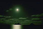 Moon over sea, Lanikai Beach, Hawaii, USA