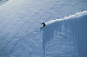 Luftaufnahme von einem Skifahrer