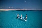 Three wind surfers, Hurghada, Egypt