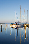 Boote im Yachhafen, Vitte, Insel Hiddensee, Mecklenburg-Vorpommern, Deutschland