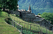 Steinhäuser von Savogno, Valchiavenna, Bergell, Italien