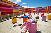 Children playing, art installation on roof top, Te Papa Museum, Wellington, North Island, New Zealand