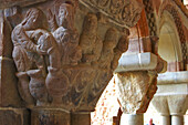 Wall set in rock, former monastery, cloister from the 9th century, San Juan de la Pena, Huesca, Aragon, Spain