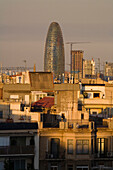 Torre Agbar, architect Jean Nouvel, view from Eixample quarter, Barcelona, Spain