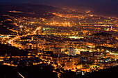 Überblick über die Stadt vom Tibidabo Berg, Barcelona, Katalonien, Mittelmeer, Spanien
