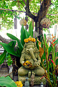 Beach restaurant Same Same but Different with sculpture, Garden with Ganesha, Ao Kantiang, Ko Lanta, Krabi, Thailand