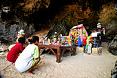 Cave of princess Si Kunlathewi, Tham Phra Nang Nok at Hat Phra Nang, Krabi, Thailand