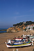 Strand mit Fischerboote, Olhos de Agua, Vilamoura, Algarve, Portugal