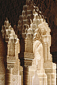 Säulenkapitelle, Löwenhof, Patio de los Loenes, in der Burganlage Alhambra, Granada, Andalusien, Spanien