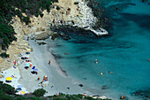 View on beach Spiaggia di Simius, Villasimius, Sarrabus, Sardinia, Italy