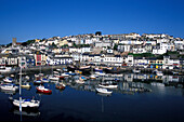 View over harbour with boats, Brixham, Devon, England, United Kingdom
