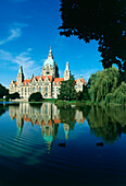 Town Hall and Maschsee Lake, Hannover, Lower Saxony, Germany