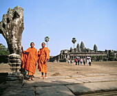 Monks at the temple complex of Angkor Wat. Angkor. Cambodia
