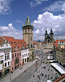 Old Town Square, Old Town Hall and Tyn church. Prague. Czech Republic
