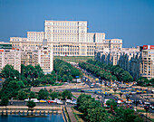 Palace of Parliament in Unirii Boulevard. Bucharest. Romania