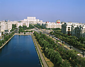 Palace of Parliament in Unirii Boulevard. Bucharest. Romania