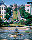 Unirii Square and Patriarchal Cathedral at the background. Bucharest. Romania