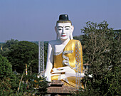 Big Ten-Storey Buddha (Sehtatgyi Paya) seen from Shwesandaw pagoda. Pyay. Myanmar