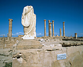 Classical statue, Roman ruins of the ancient city of Sabratha. Libya