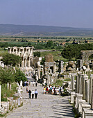 Curetes street. Library of Celsus in background, ruins of Ephesus. Turkey