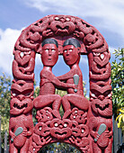 Maori gate. Whakarewarea Geothermal reserve, Rotorua, North Island, New Zealand