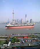 The Bund avenue. Huangpu River with Pudong in the background. Shanghai. China