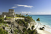 El Castillo bldg. Maya Ruins of Tulum. Mayan Riviera. Quintana Roo. Mexico.