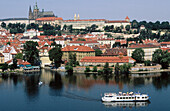 St. Vitus cathedral and castle. Vltava river. Prague. Czech Republic.