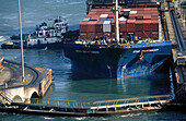 Container ship. Gatun locks. Panama Canal. Panama.