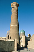 Kalom minaret and Mir-I-Arab medressa in background. Bukhara. Uzbekistan.