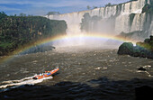Tourist boat. San Martín waterfall. Iguazú waterfalls. Iguazú National Park. Argentina.