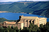San Salvador de Leyre monastery and Yesa marsh. Navarra. Spain.