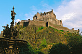 Ross Fountain and Edinburgh Castle. Edinburgh. Scotland