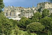 View of the mound and Princes street Gardens . Edinburgh. Scotland