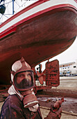 Repairing boat. Santander. Cantabria. Spain.