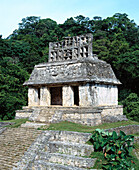 Temple of the Sun in the archeological site of Palenque. Chiapas. Mexico