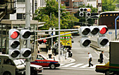 Street lights in Roppongi near Rooongi Hill. Tokyo, Japan