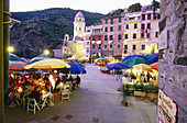 Restaurants at Main Square. Vernazza. Cinque Terre. Liguria. Italy