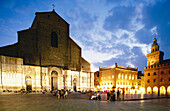 San Petronio s cathedral and Palazzo dei Notai at Piazza Maggiore. Bologna. Italy
