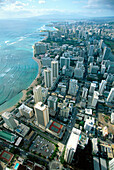 Aerial view of Waikiki, Honolulu county. Hawaii. USA