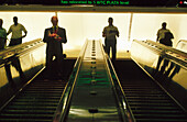 Escalators at PATH station. Manhattan. New York City. USA