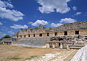 Nuns Quadrangle, view of the North Temple (UNESCO World Heritage). Uxmal. Yucatan. Mexico.