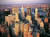 Aerial of Manhattan at dusk. NYC. USA