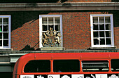 Bus and brick facades. London. England
