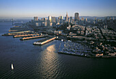 Aerial of the city and shoreline. San Francisco. California. USA