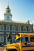 Independence Hall and bus. Philadelphia. Pennsylvania. USA