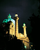 Karlskirche church at night. Vienna. Austria